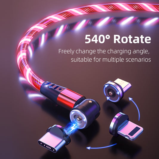 540 Rotate Luminous Magnetic Cable 3A Fast Charging Mobile Phone